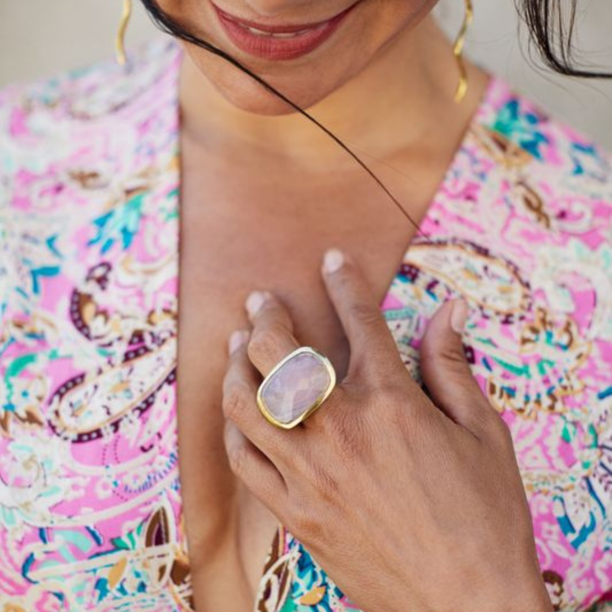 Helena Ring Rose Quartz & Amethyst